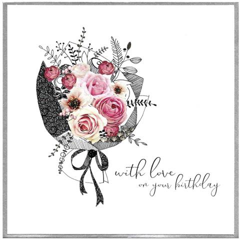 love on your birthday, bouquet, extra large card
